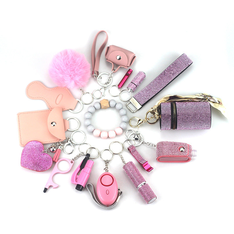 Defensive Weapons 15-Piece Bling Self Defense Keychain Set