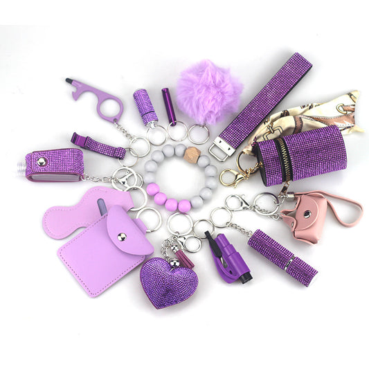 Defensive Weapons 15-Piece Bling Self Defense Keychain Set