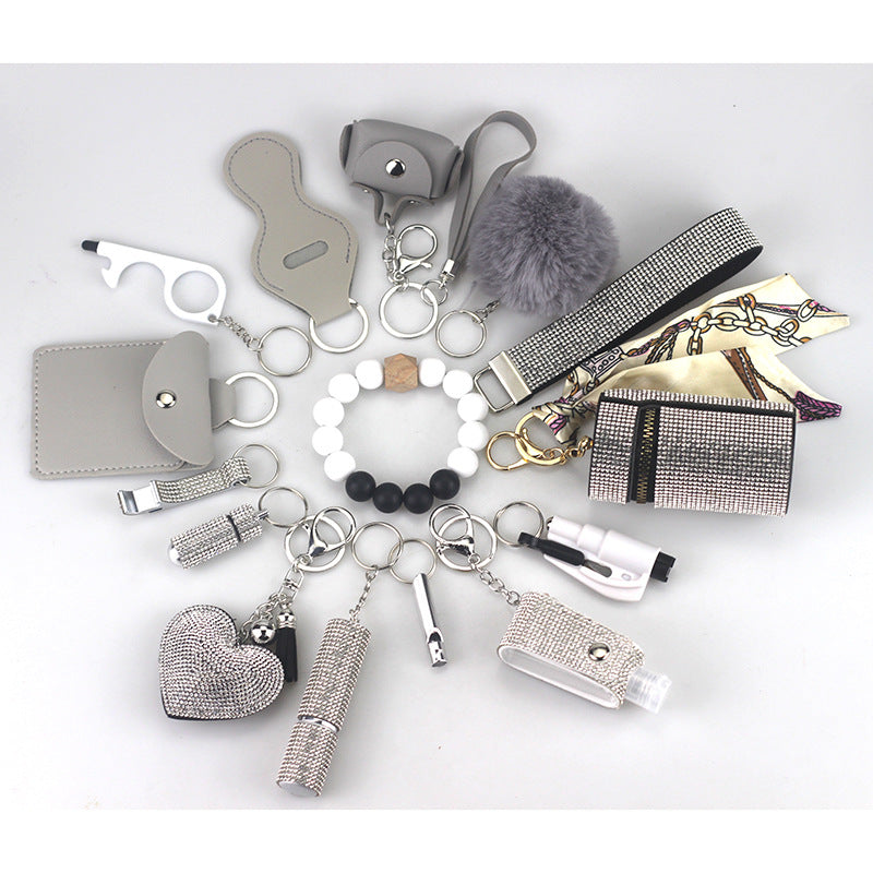 Defensive Weapons 15-Piece Bling Self Defense Keychain Set