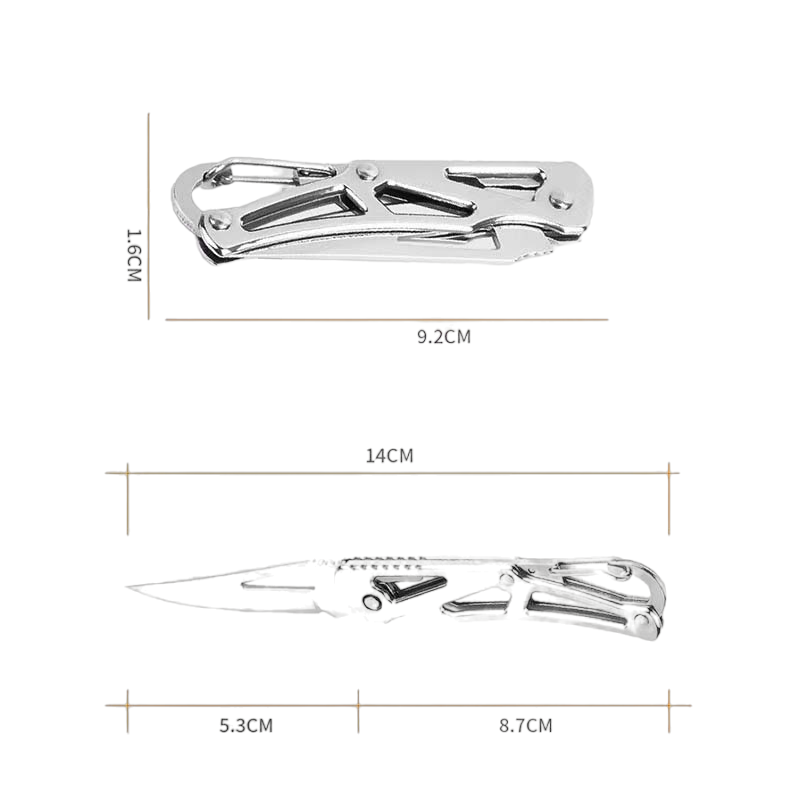 Pastel Mini Stainless Steel Knife with Built-In Carabiner Defense Keychain