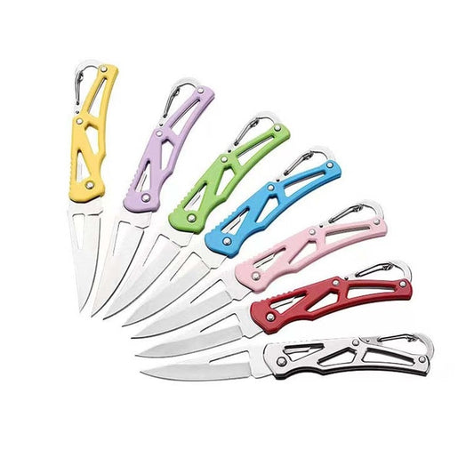 Pastel Mini Stainless Steel Knife with Built-In Carabiner Defense Keychain