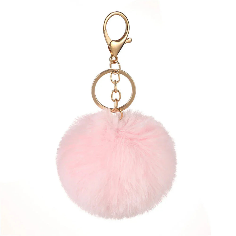 Plush Vegan Fur Pompom Decorative Keychain with Lobster Clasp