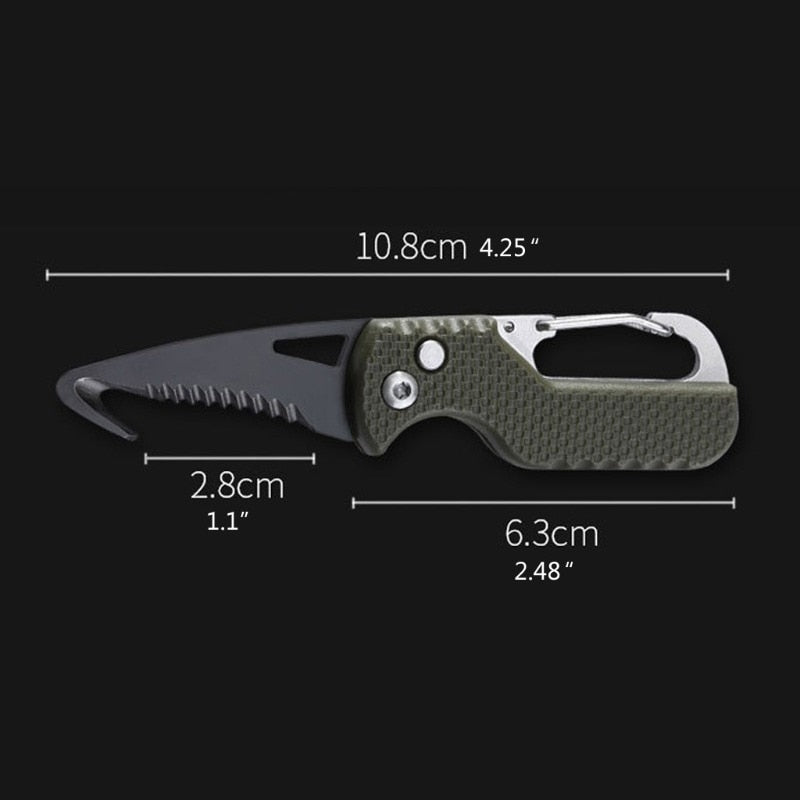 Multi-Tool Self Defense Survival Keychain with Serrated Knife & Hook