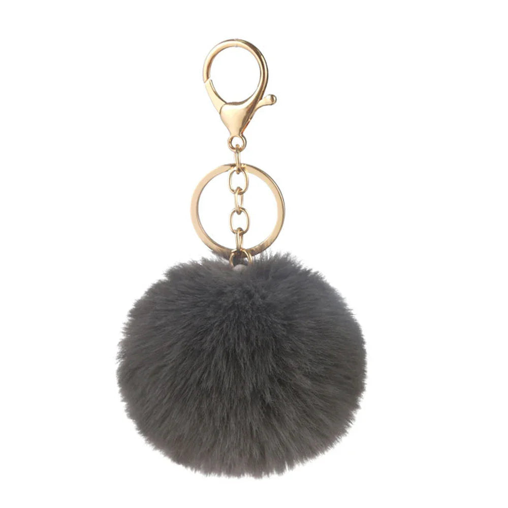 Plush Vegan Fur Pompom Decorative Keychain with Lobster Clasp