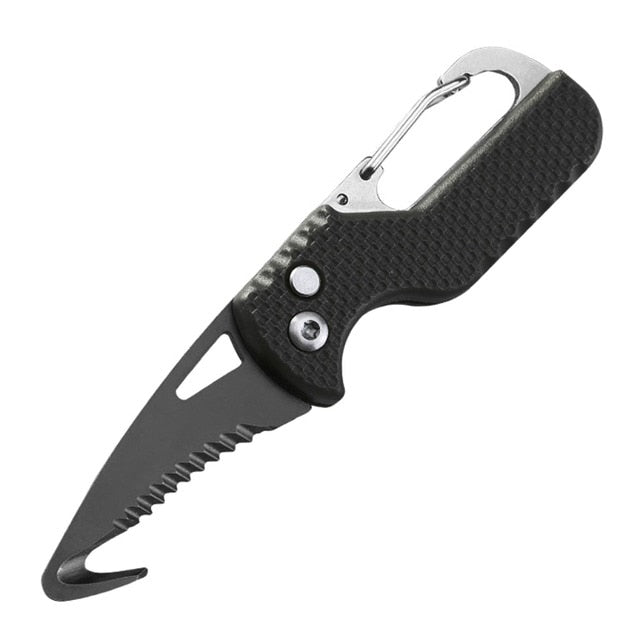 Multi-Tool Self Defense Survival Keychain with Serrated Knife & Hook