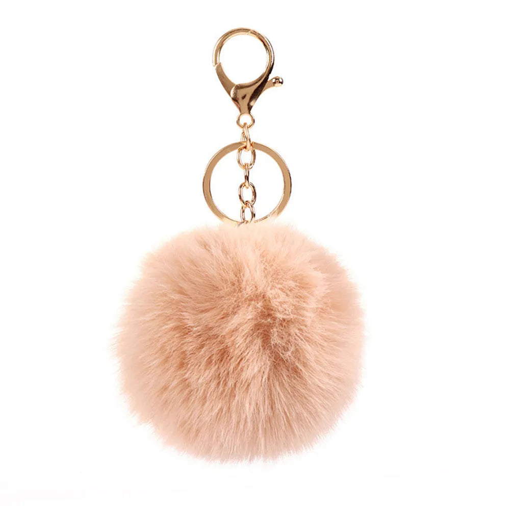 Plush Vegan Fur Pompom Decorative Keychain with Lobster Clasp