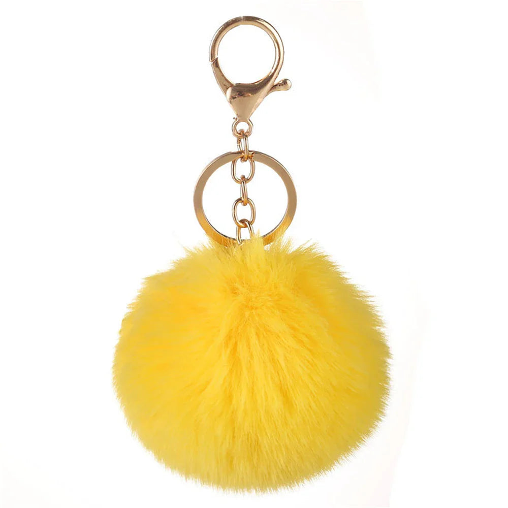 Plush Vegan Fur Pompom Decorative Keychain with Lobster Clasp