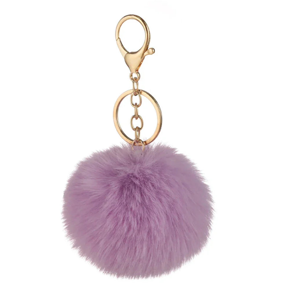 Plush Vegan Fur Pompom Decorative Keychain with Lobster Clasp