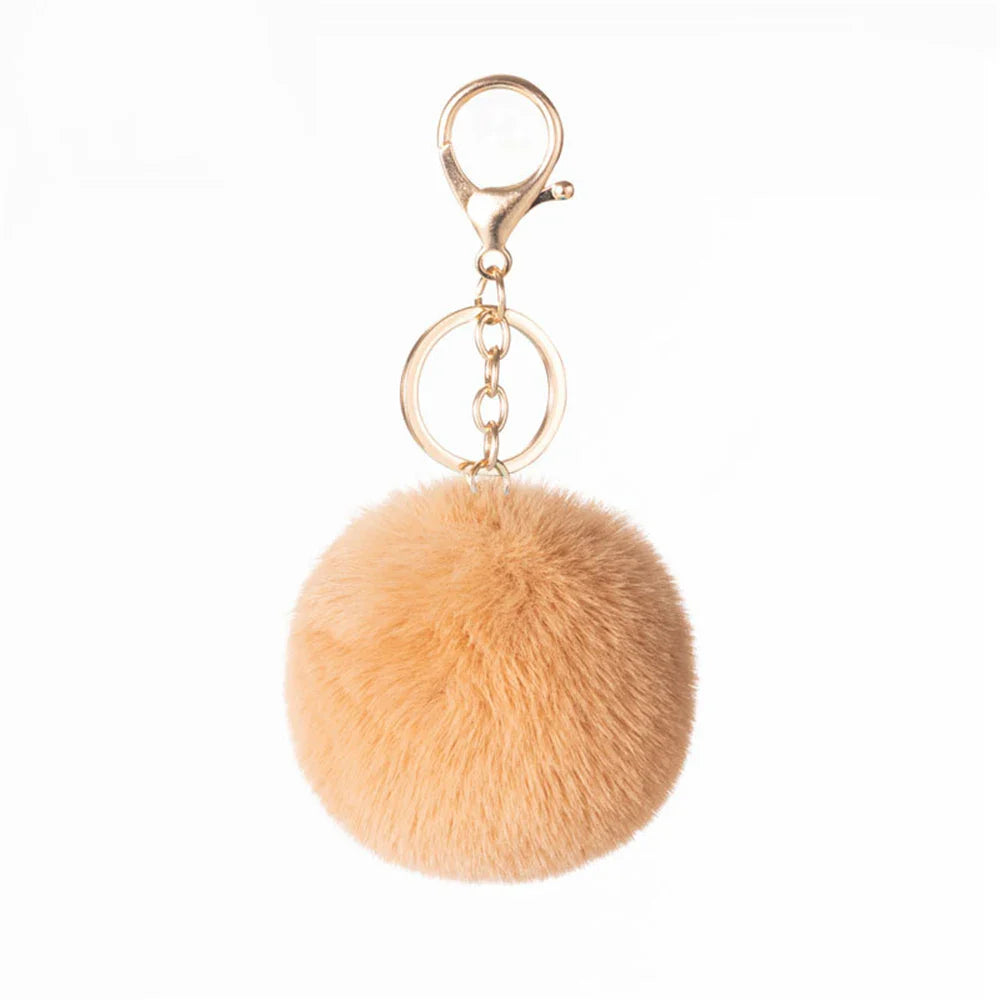 Plush Vegan Fur Pompom Decorative Keychain with Lobster Clasp