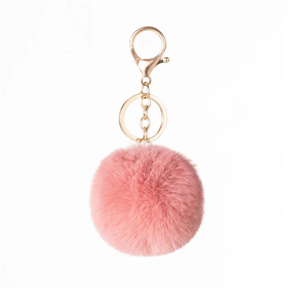 Plush Vegan Fur Pompom Decorative Keychain with Lobster Clasp