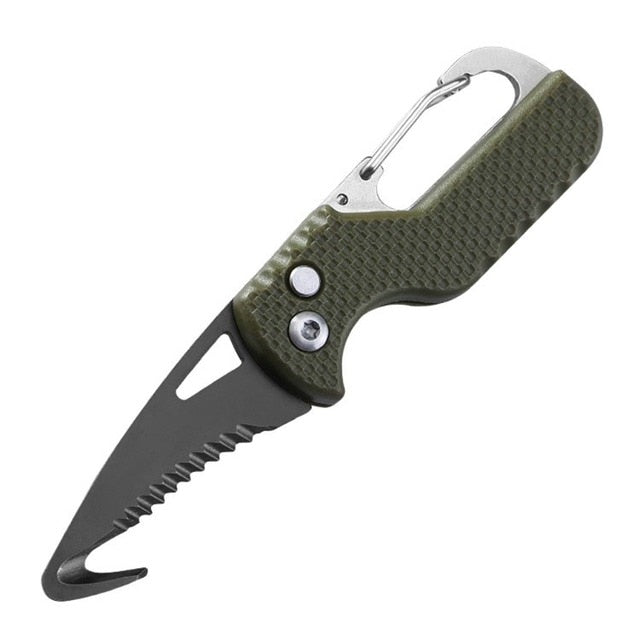 Multi-Tool Self Defense Survival Keychain with Serrated Knife & Hook