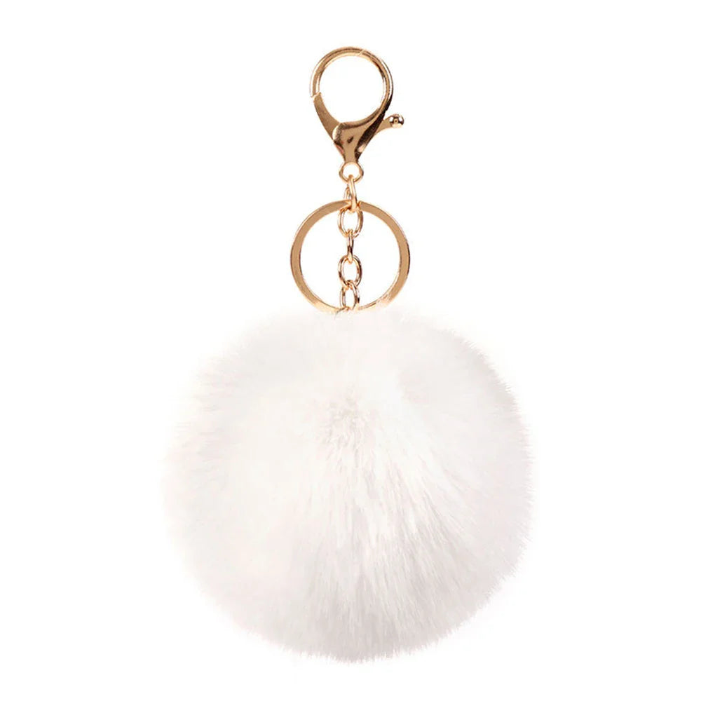 Plush Vegan Fur Pompom Decorative Keychain with Lobster Clasp