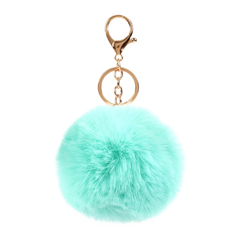 Plush Vegan Fur Pompom Decorative Keychain with Lobster Clasp