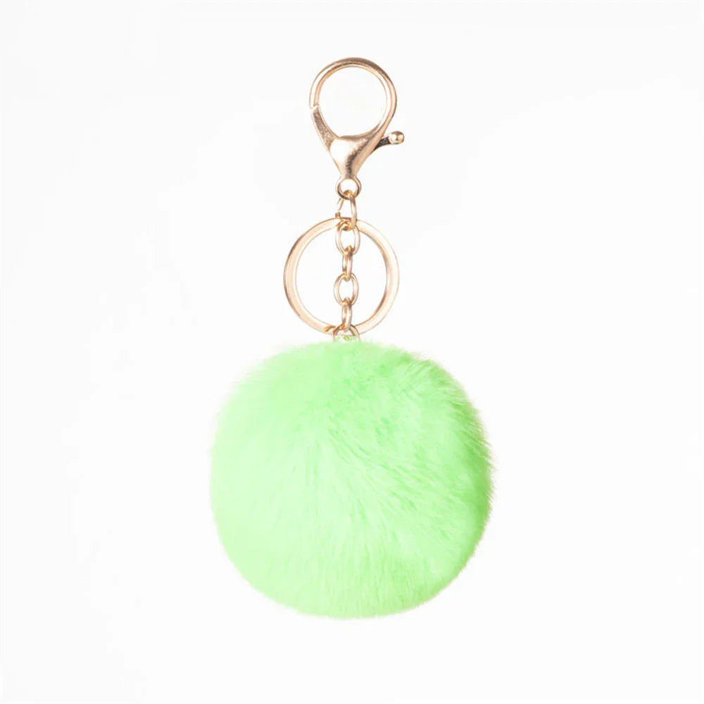 Plush Vegan Fur Pompom Decorative Keychain with Lobster Clasp