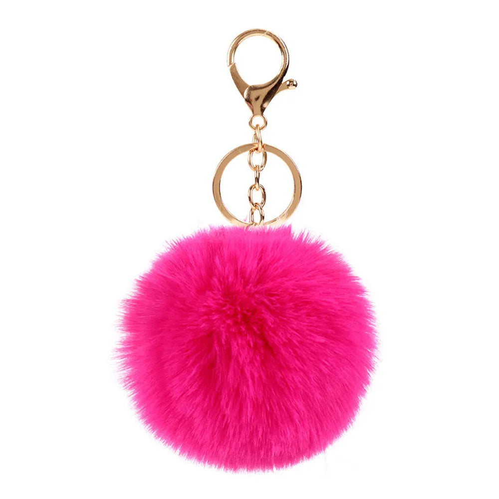 Plush Vegan Fur Pompom Decorative Keychain with Lobster Clasp