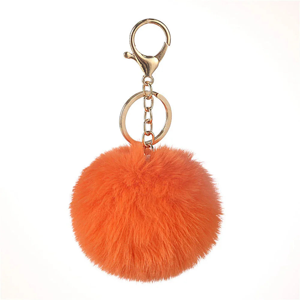 Plush Vegan Fur Pompom Decorative Keychain with Lobster Clasp