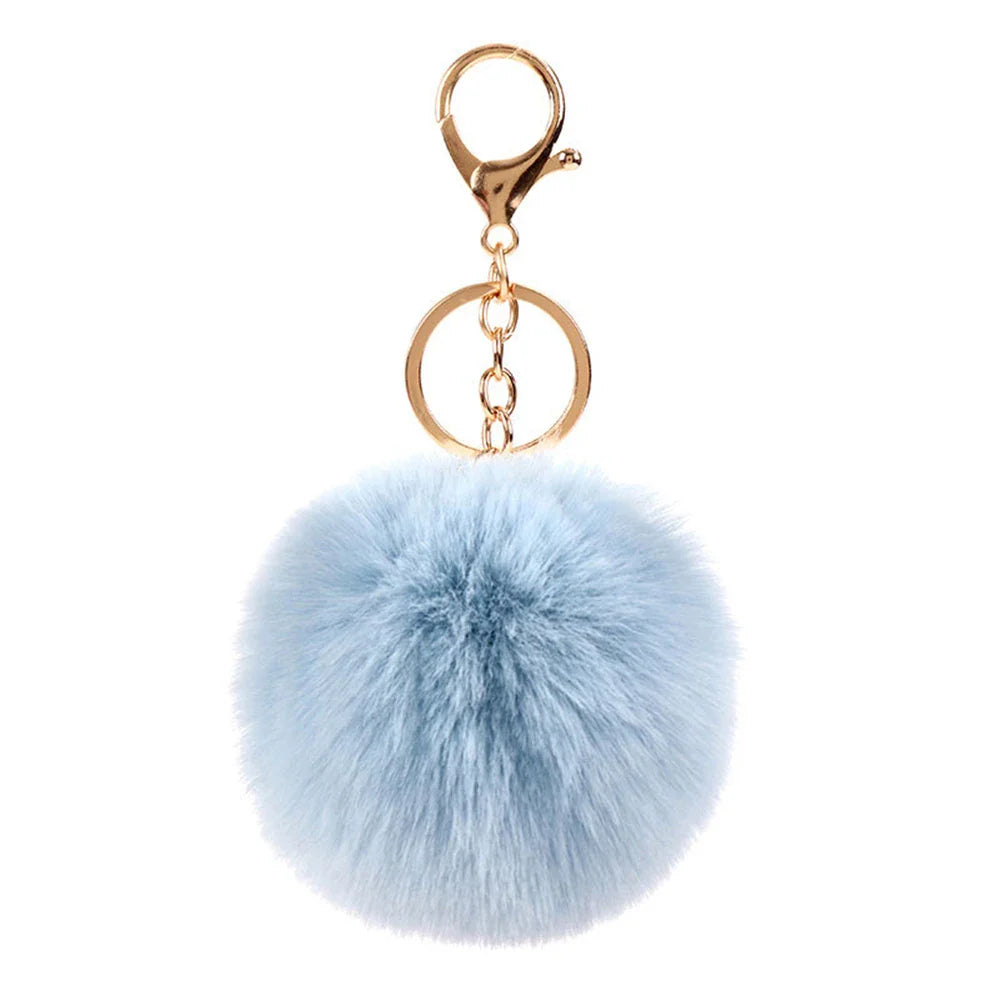 Plush Vegan Fur Pompom Decorative Keychain with Lobster Clasp