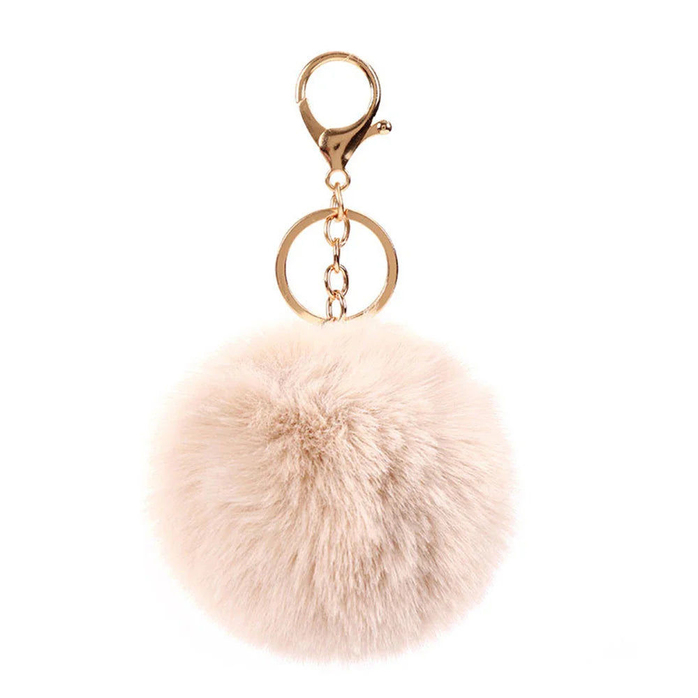 Plush Vegan Fur Pompom Decorative Keychain with Lobster Clasp