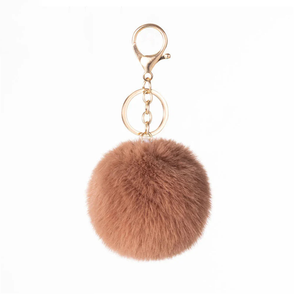 Plush Vegan Fur Pompom Decorative Keychain with Lobster Clasp