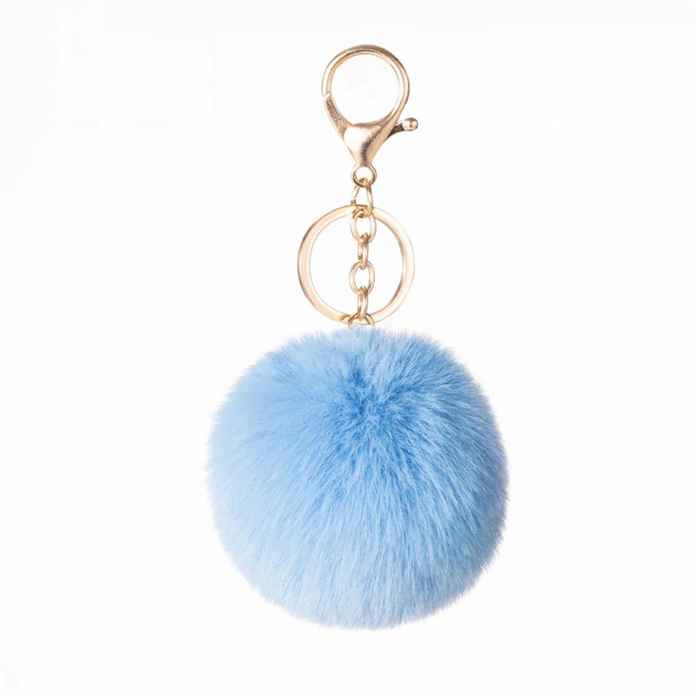 Plush Vegan Fur Pompom Decorative Keychain with Lobster Clasp