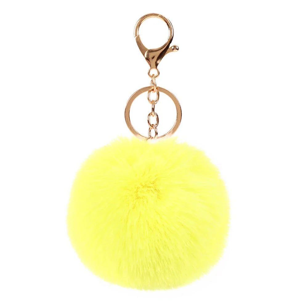 Plush Vegan Fur Pompom Decorative Keychain with Lobster Clasp