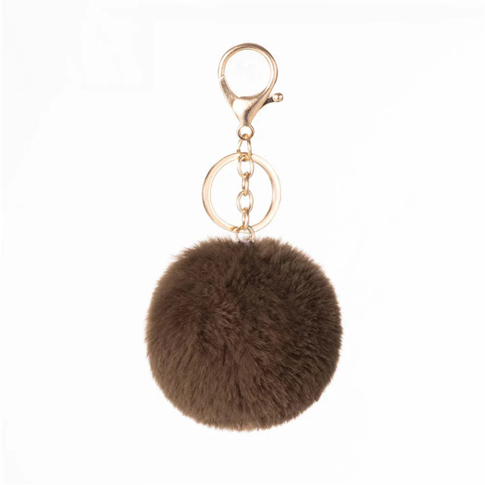 Plush Vegan Fur Pompom Decorative Keychain with Lobster Clasp