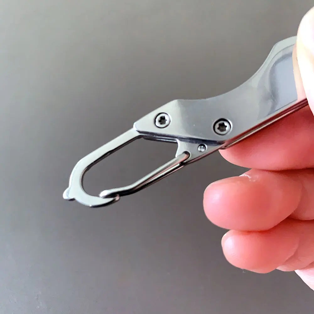 Mini Stainless Steel Folding Knife with Built-In Carabiner