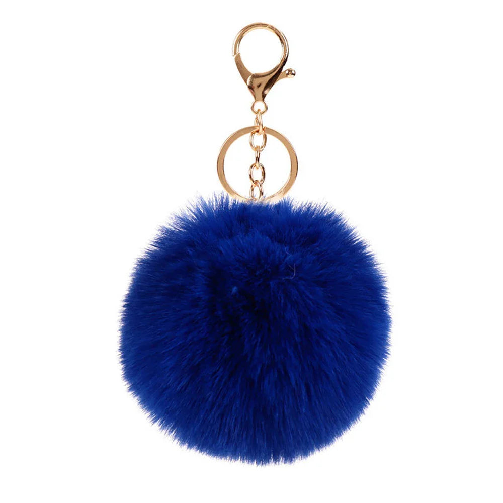 Plush Vegan Fur Pompom Decorative Keychain with Lobster Clasp