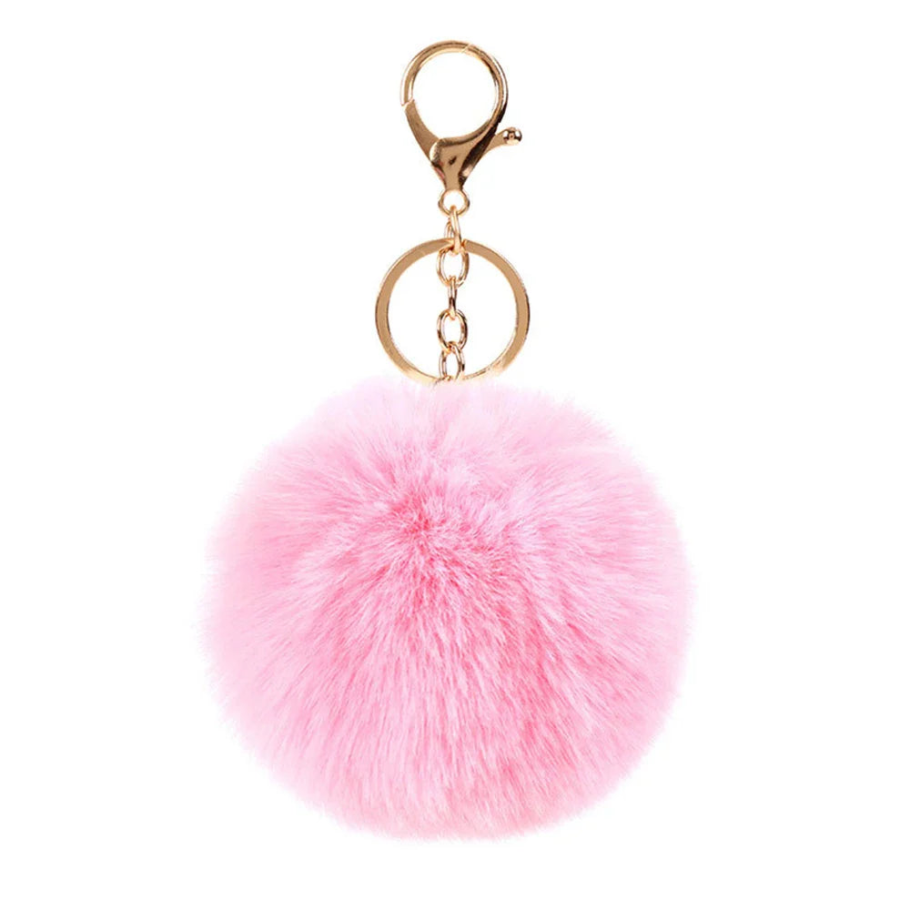 Plush Vegan Fur Pompom Decorative Keychain with Lobster Clasp