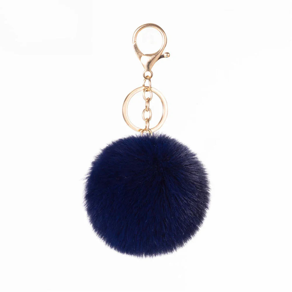 Plush Vegan Fur Pompom Decorative Keychain with Lobster Clasp