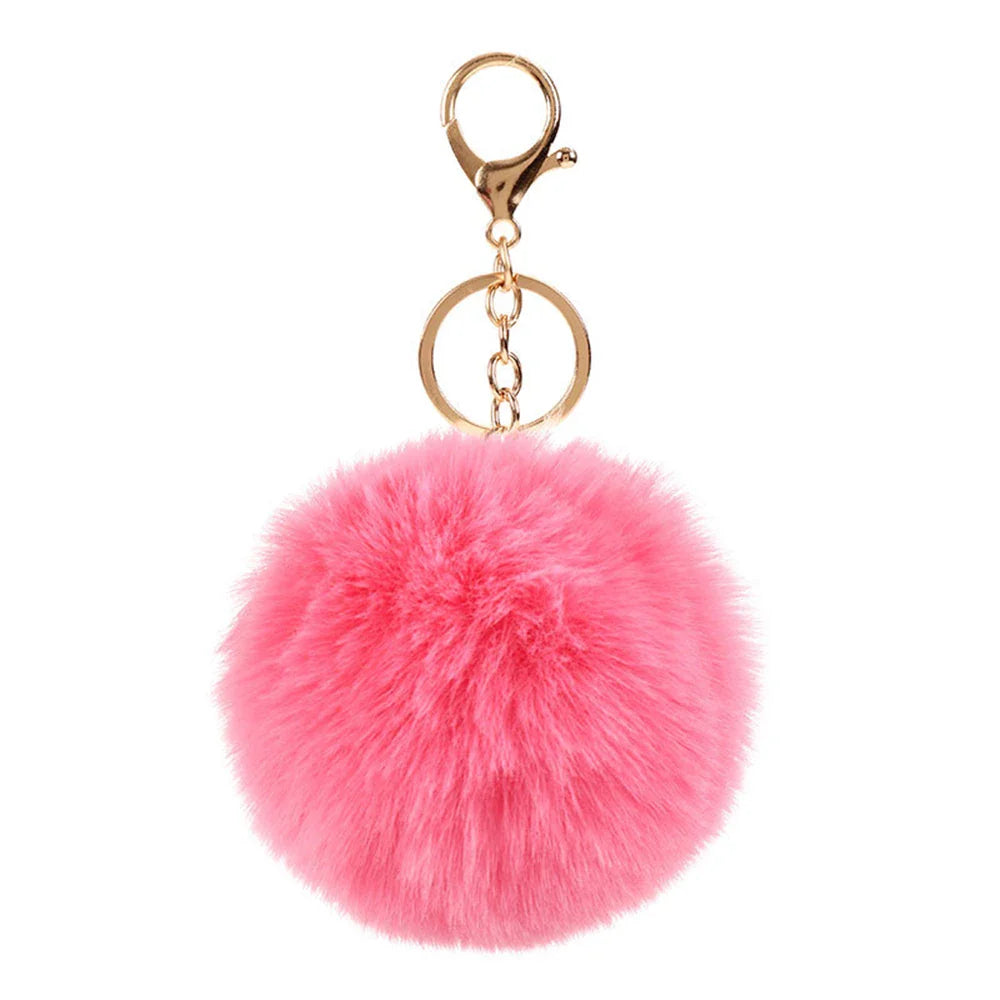 Plush Vegan Fur Pompom Decorative Keychain with Lobster Clasp