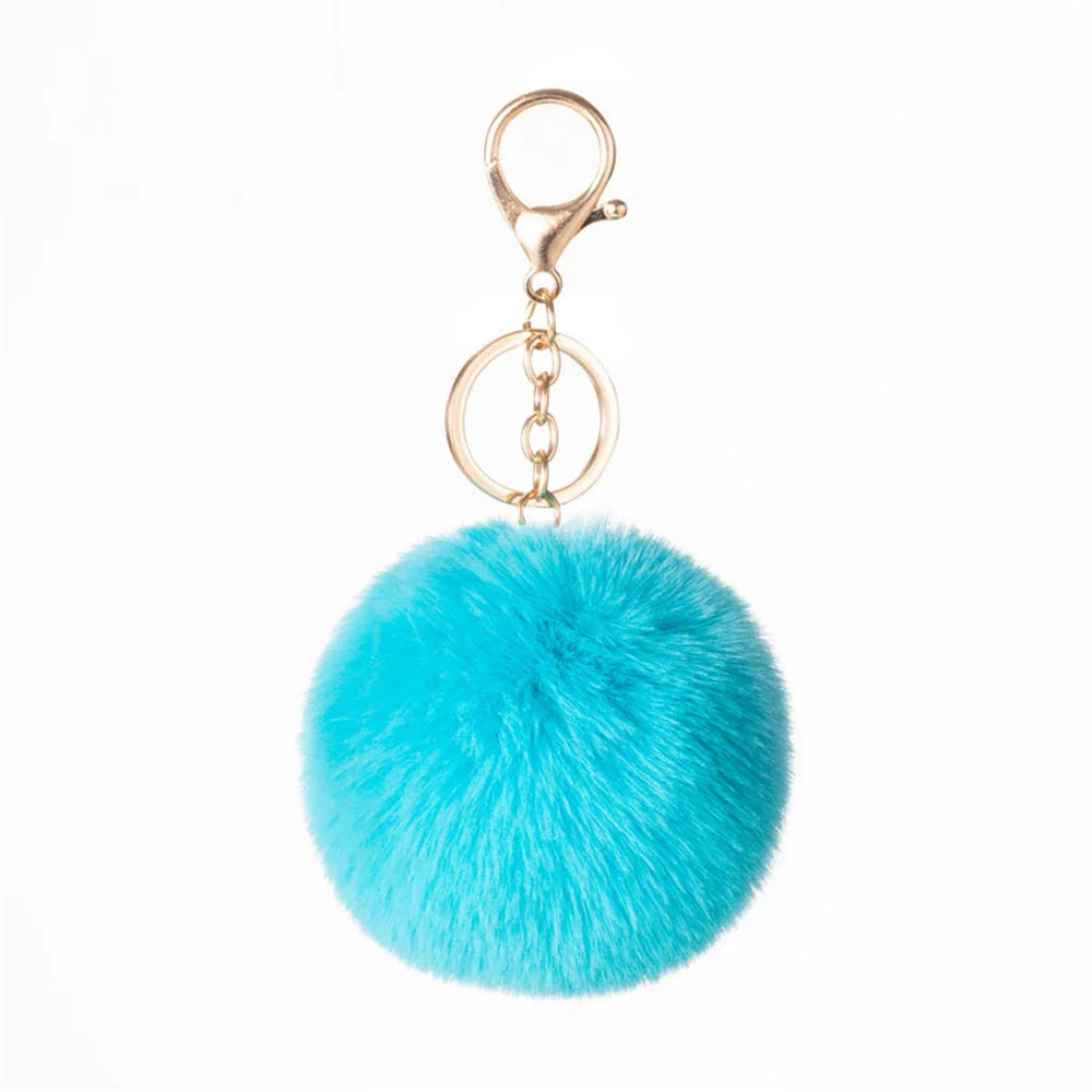 Plush Vegan Fur Pompom Decorative Keychain with Lobster Clasp