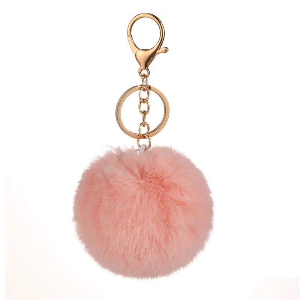 Plush Vegan Fur Pompom Decorative Keychain with Lobster Clasp