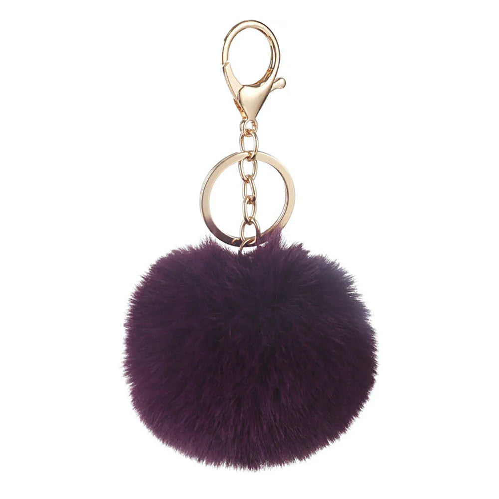 Plush Vegan Fur Pompom Decorative Keychain with Lobster Clasp