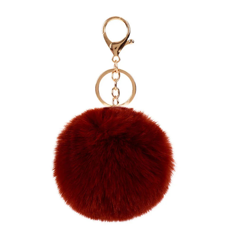 Plush Vegan Fur Pompom Decorative Keychain with Lobster Clasp