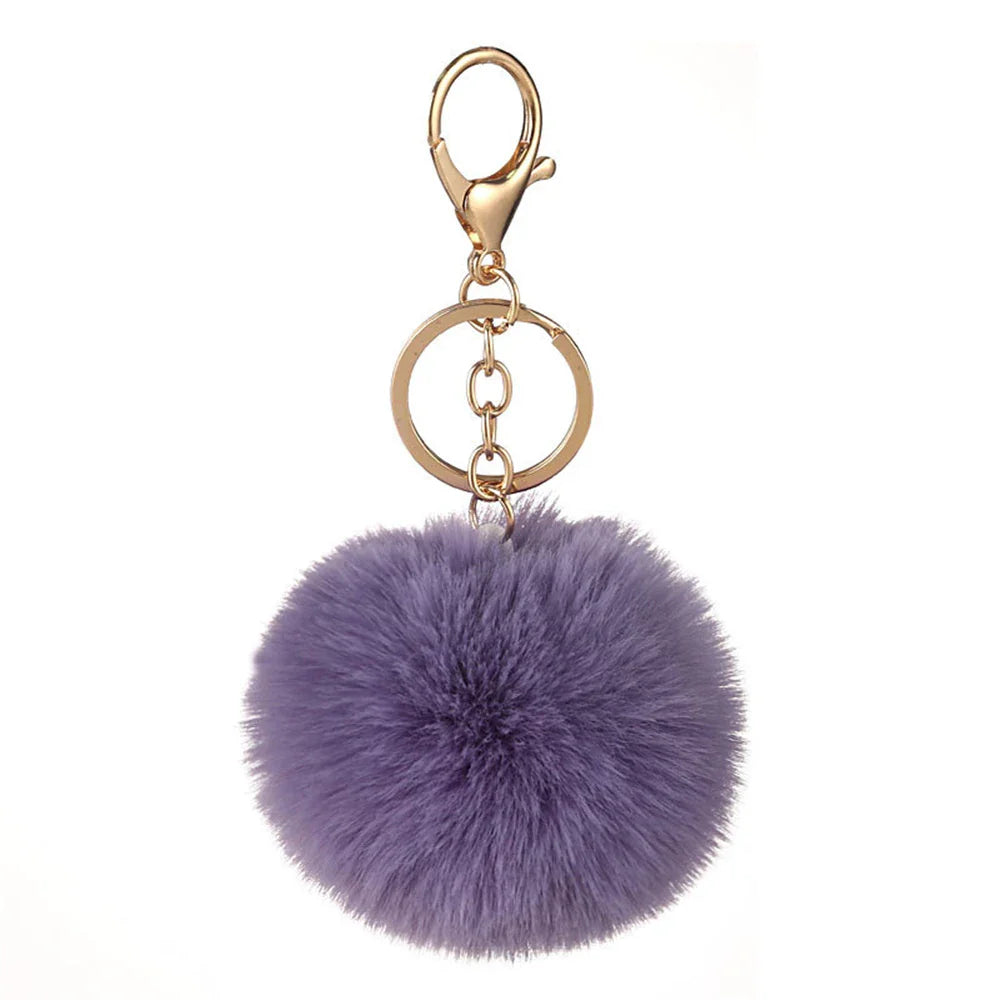 Plush Vegan Fur Pompom Decorative Keychain with Lobster Clasp