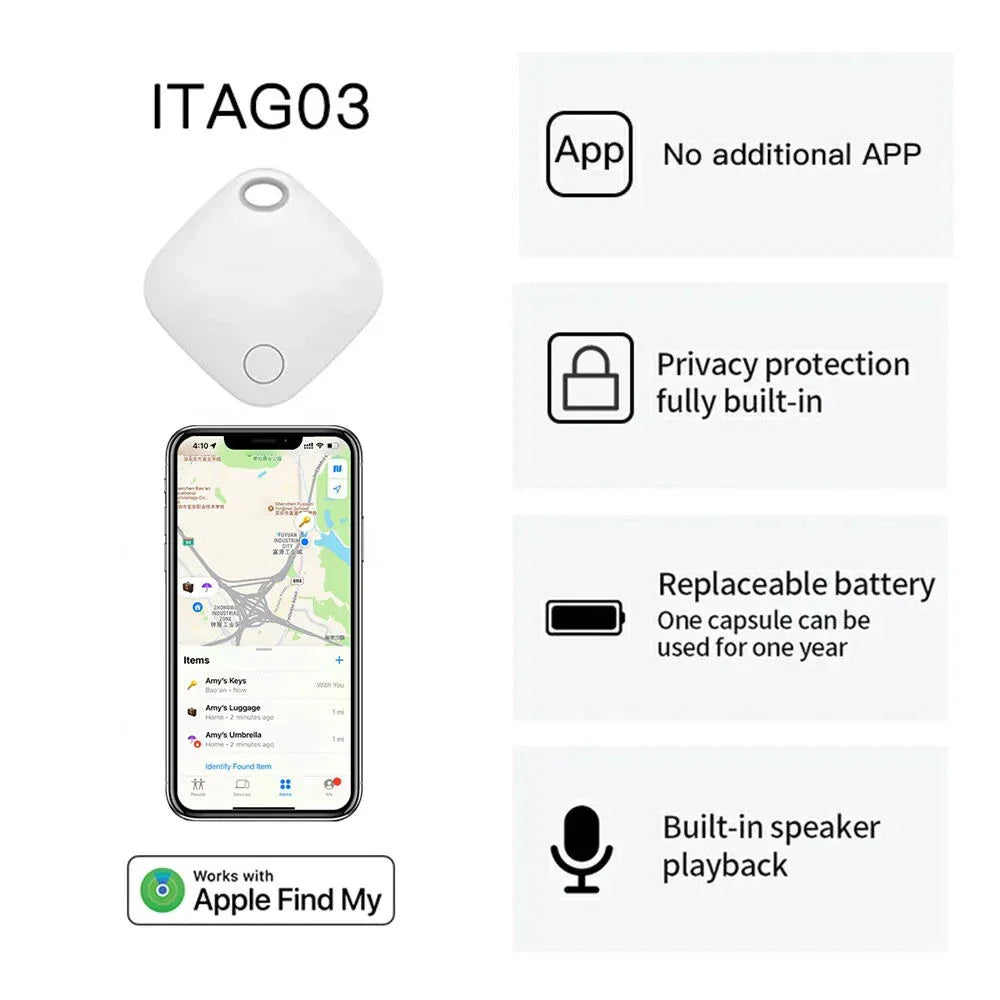 GPS Air Tracking Tag Keychain (Compatible with Apple Find My Network)