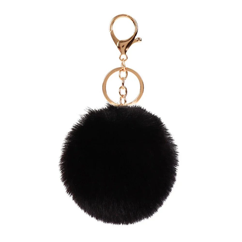 Plush Vegan Fur Pompom Decorative Keychain with Lobster Clasp