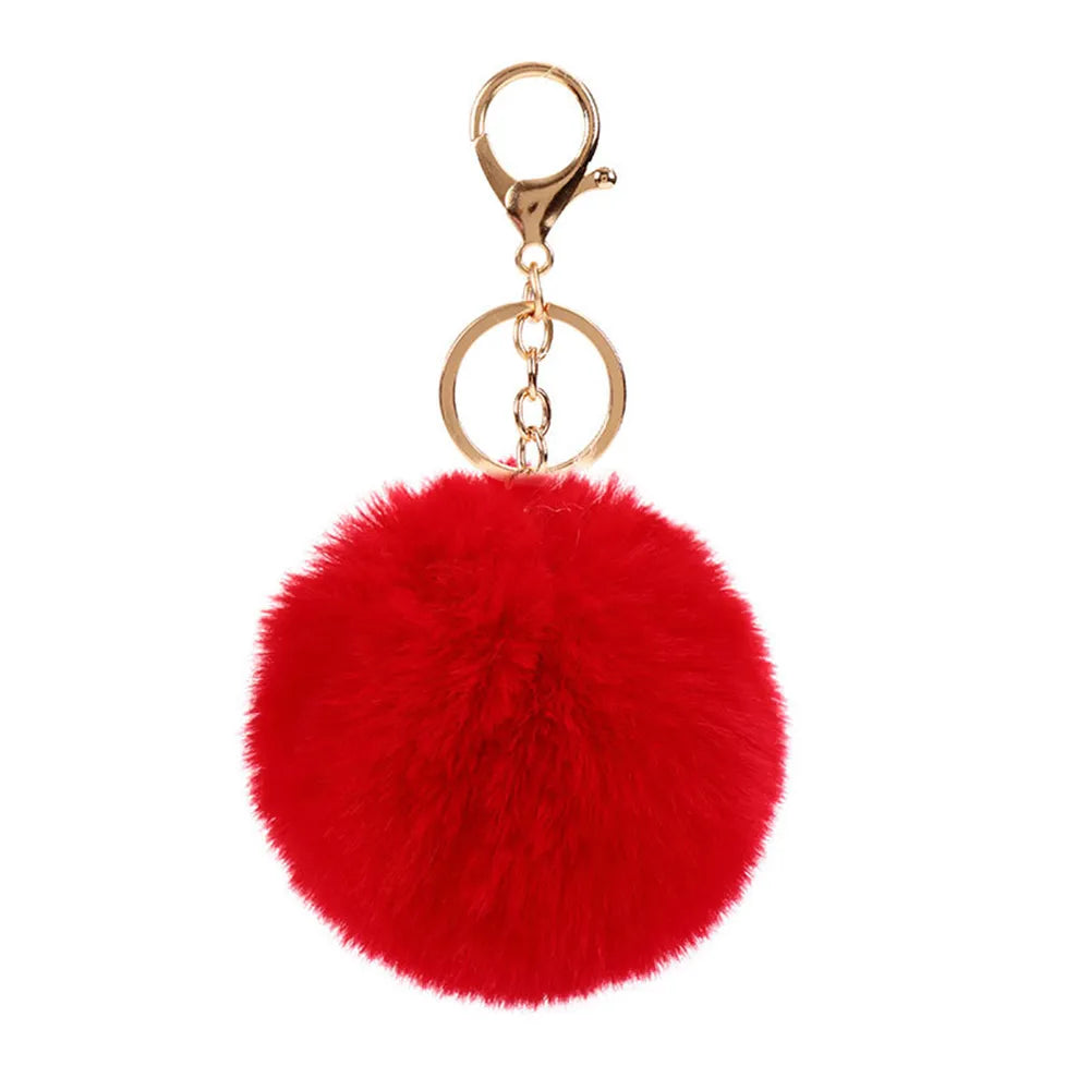 Plush Vegan Fur Pompom Decorative Keychain with Lobster Clasp